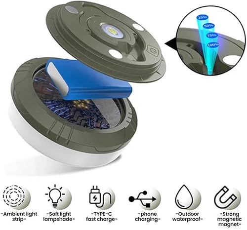 Miniatura 5 de Cadena de luces portátil impermeable para exteriores, luces de cadena de campamento, luces de cadena de camping, luz portátil al aire libre, luz LED