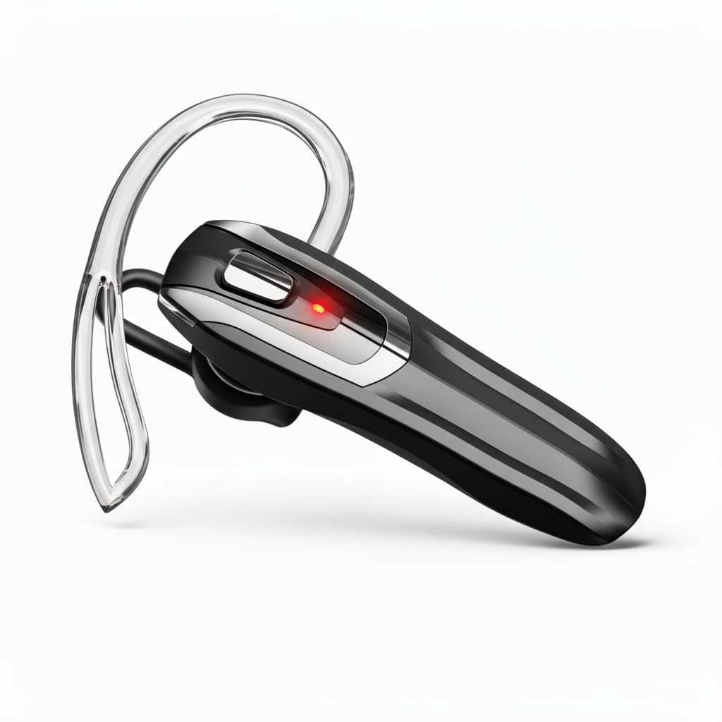 BEVCEFCC Bluetooth Headset with 38H Talk Time, Dual Mic Noise Cancelling, Dual Pairing & Mute Button, Bluetooth 6.0, Lightweight Single Ear Headset for Calls (Black)-image-44