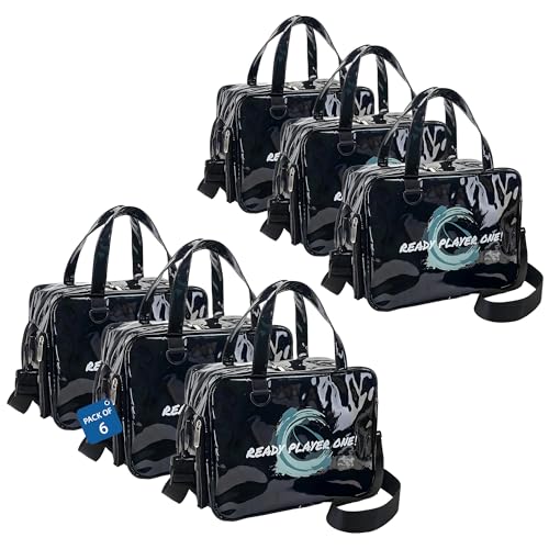 Image of Kuber Industries Pack of 6 Stylish Cosmetic /Makeup Organizer Bag with Zip & Sling Strap | Makeup & Toiletry Travel Kit for Women | Vanity Case with Extra Side Compartment | YJ-33-BLK | Black
