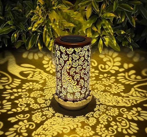 Solar Peafowl Lanterns Outdoor Garden Decor, Hanging Metal Decorative Lanterns