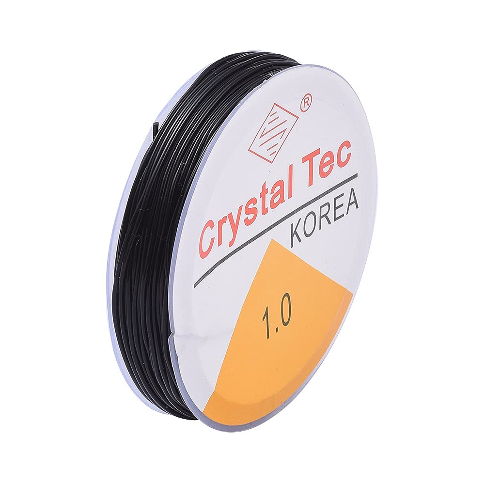 Cheriswelry 10 Rolls Elastic Crystal Thread 1mm Black Stretchy String Bead Cord with Spool for Beaded Jewellery Necklace Bracelet Earring Making