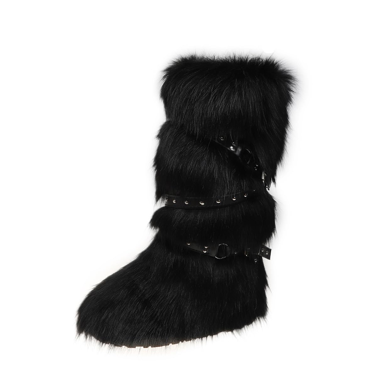 UOQAPRE Faux Fur Boots for Women Snow Boots Fuzzy Leg Warm Boots Furry Mid-Calf Boots Warm Comfortable Outdoor