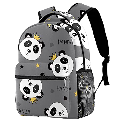 Sac à dos voyage panda gris avec porte-bouteille pour enfant