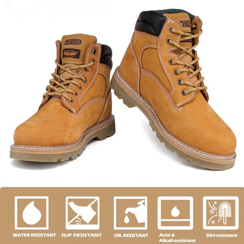 Image of CONRAD Wheat Nubuck Work Boot Collection: Sturdy, Soft Toe, Slip-Resistant Safety Shoes for Men