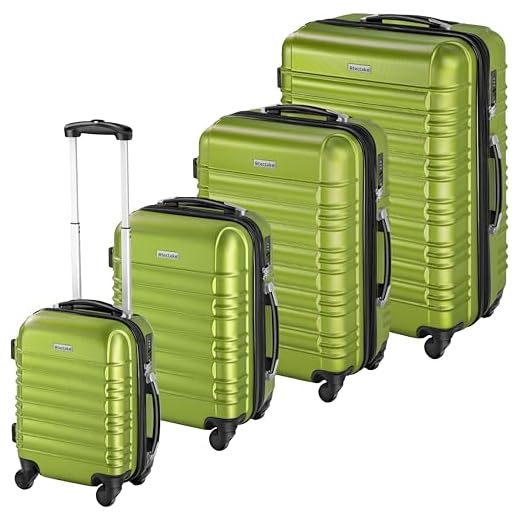 tectake Set de 4 valises de Voyage de ABS avec Serrure à Combinaison intégrée | poignée télescopique | roulettes 360° - diverses Couleurs au Choix - (Vert | no. 402028)