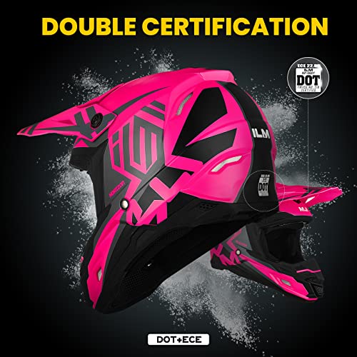 Casco Moto Per Bambini ILM Con Occhiali E Guanti - Motocross, ATV, Fuoristrada - Certificato ECE E DOT, Taglie Diverse, Visiera Regolabile