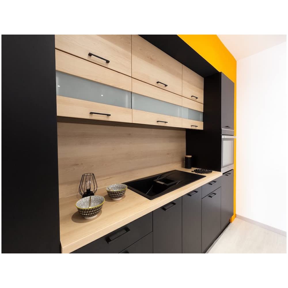 Cuisineandcie - Meuble Haut Slim de Cuisine Lovia Noir Mat 1 Porte relevable L 80 cm