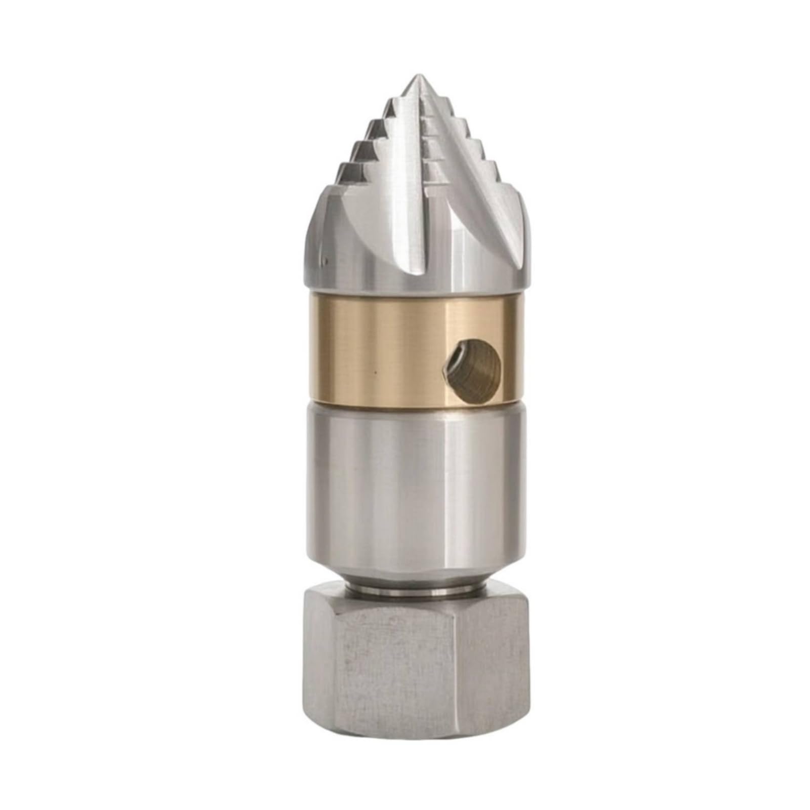 kowaku Ugello Rotante per Idropulitrice Ugello Alta Pressione Pulizia Tubazioni Fognature Scarichi Costruzione in Acciaio Inox 304 con Fascia in Ottone, M22, Filettatura Interna 15L/Min