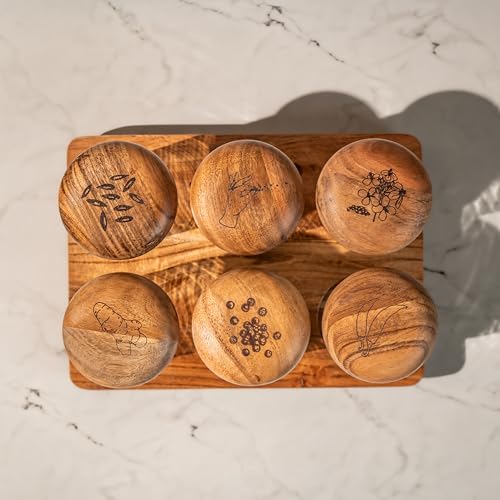 Image of Zest Storage Jar Set, Set of 6 | Glass & Acacia Wood