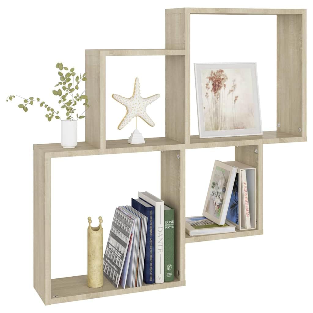 Étagère Murale Cube Chêne Sonoma 80x15x78,5 cm Bois d’ingénierie