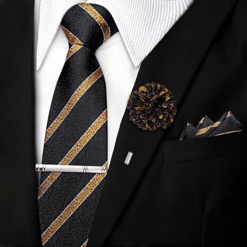 Image of DiBanGu Silk Zipper Ties for Men, Formal Pre-tied Necktie