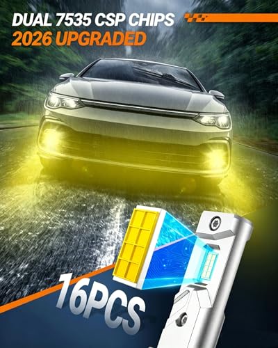 Image of SEALIGHT H10 LED Fog Light Bulb Yellow, 9140 9145 Fog Lights, 35000LM 3500K