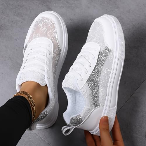 Chaussures de mariage plates style baskets de la cour pour pieds larges