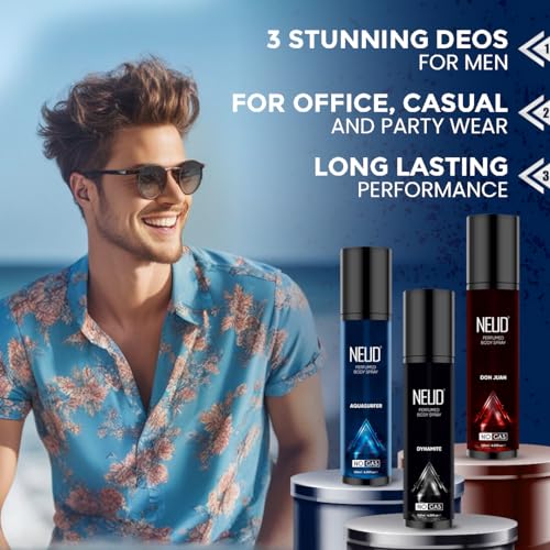 Image of NEUD Deodorant for Men Combo - Set of 3 x 120ml Each, Perfume Body Spray, Deo Gift Set for Men, Fresh & Long Lasting Fragrance, Birthday Gift - Pack of 3