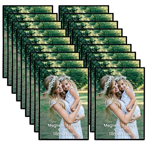 Crugla 4X6 Magnetic Picture Frames For Refrigerator 18 Packs, 4 By 6 Magnet Photo Frame With 3M Adhesive Pad For Locker Glass Window Door Cubicle, Black #TOP6