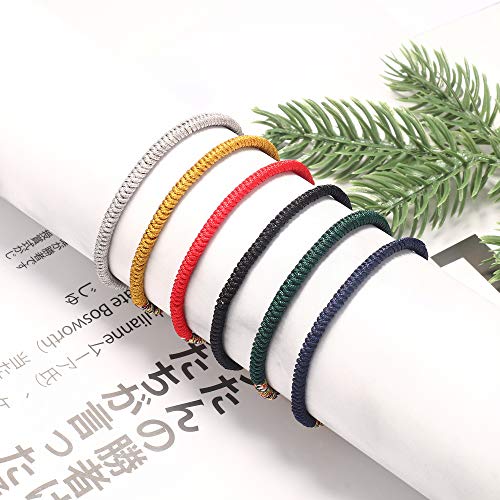 Loyallook Handmade Rope Bracelets For Men Women Red String Bracelets Tibetan Buddhist Woven Bracelet Lucky Friendship Bracelets 6Pack (Mixed Colors) #TOP3