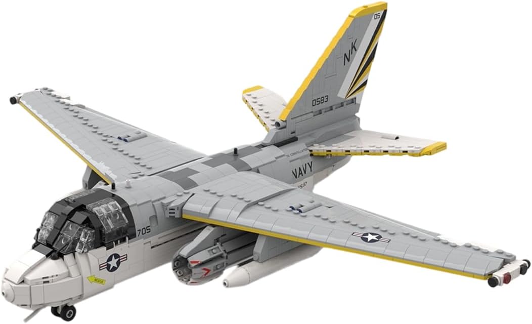 S-3 Viking Fighter Building Blocks Set, 1/35 Scale Detailed Navy Model, Carrier-Based Aircraft Replica for Military Theme Display, Desk Decor, Gift for Military Enthusiasts (2092PCS)