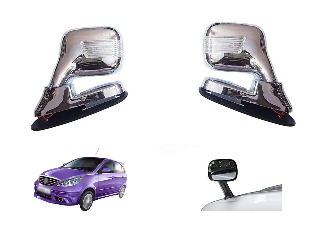 DrivEscape Front Fender Chrome Mirror With Blue Indicator For