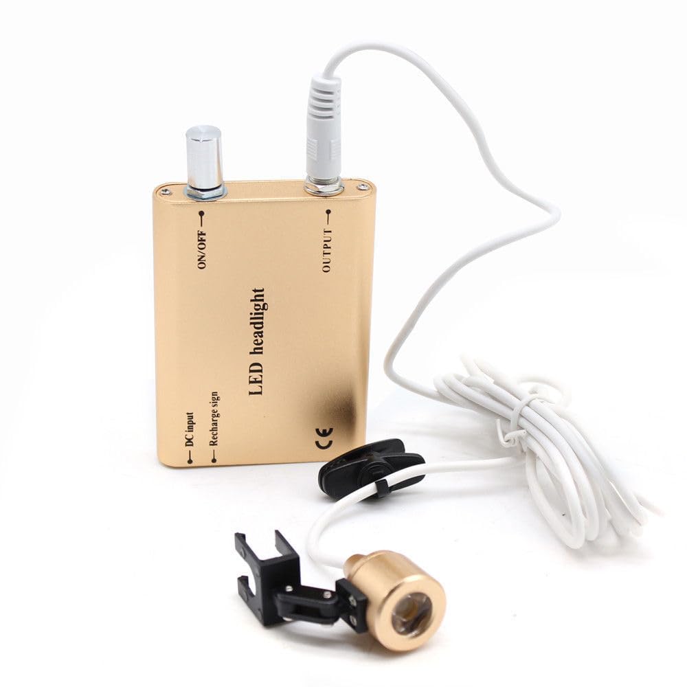 Dental Scheinwerfer, 1W Dental-Stirnlampe Tragbarer mit Filter Clip-on Scheinwerfer Gold