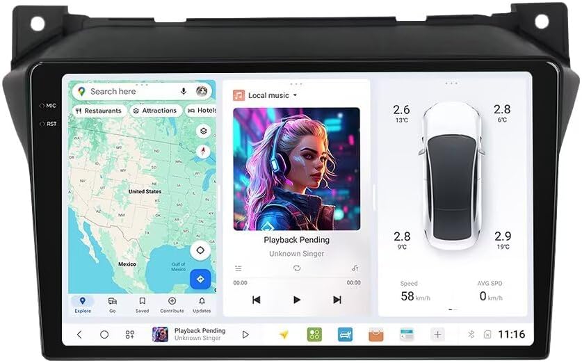 MekedeTech DUDUAUTO DUDU7 Dash Kit for Suzuki Alto 2009-2016,9.5 inch 2K Touch Screen Car Stereo,8G RAM 128G ROM