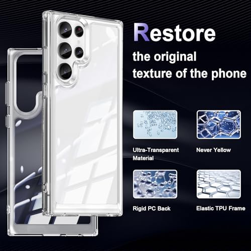 Image of Case for Samsung Galaxy S23 Ultra 5G, Military Grade Drop Protection Phone Case, Yellowing Resistant, Anti-Scratch Hard PC Back, Shockproof Hard Ultra-Thin Protective Cover, Clear