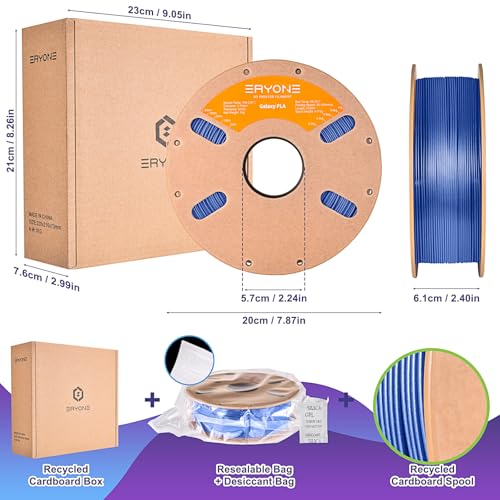 Image of ERYONE Sparkly Glitter Shining PLA Filament for 3D Printer, 1.75mm, Tolerance: ±0.03mm, 1kg(2.2LBS) /Spool, Blue