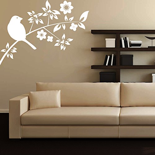 Creatick Studio Wall Sticker ('White Bird ' PVC 'White' Vinyl, 30 X 21