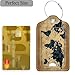Luggage Tags,Brown World Map Design, Double-Sided Privacy Cover ID Labels with Stainless Steel Loop and Address Card for Travel Bag Suitcase