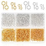 RAHHLIZS 800 Stück Ösenschrauben Ringschraube Schraubösen Ösenhaken Edelstahl Ösenschrauben Schraubhaken für Holzhandwerk Handwerk Vorhang Seil hängen Eye pins (6mm 5mm 4mm)