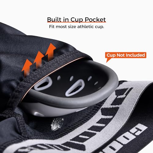 COOLOMG Youth 5 Pad Football Girdle Padded Football Compression Shorts with Cup Pocket Integrated Hip Tailbone Thigh Pads Black L