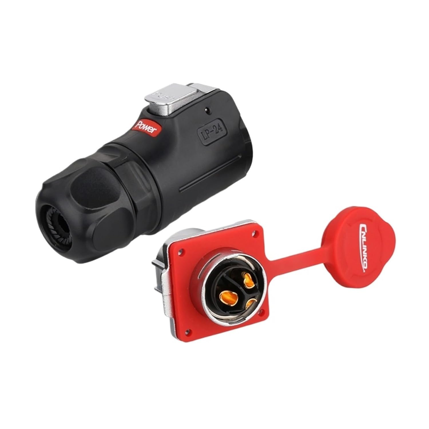 LP24 45A Waterproof Electrical Wire Connector M24 3pin Quick Release Butt Panel Mount Socket Welding Pin Connector(Male Flange Socket)