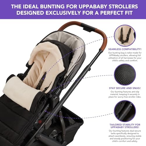 Bunting Bag for UPPAbaby Vista, V2, V3, Cruz, V2, V3 RumbleSeat, V2, V3 Ridge, Minu Strollers, Warm and ultra-plush Waterproof Stroller Footmuff, Extendable winter stroller cover, sleeping bag - 2