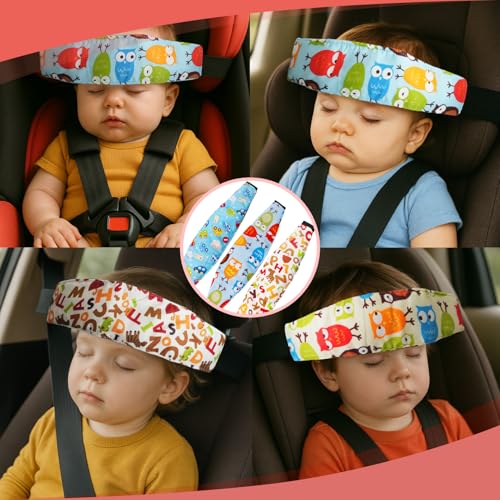 FortuneGlobe Support De Tête Pour Siège Enfant Voiture 3pcs,Siège Auto Bébé Support De Tête Sommeil Voiture Sommeil Enfant Convient Aux Nourrissons Aux Nourrissons