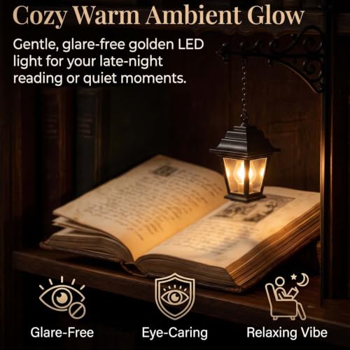 Library Lantern Mini Bookshelf Lamp,Library Lantern-Decorative Bookshelf Lighting, Reading Book Shelf Lamp Lights Between Books for Bookworms Or Study Reading Corner Home Library (3PCS) - Image 3