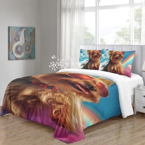 Parure de lit Yorkshire Terrier 3D en microfibre 140x200 cm avec taies - 5