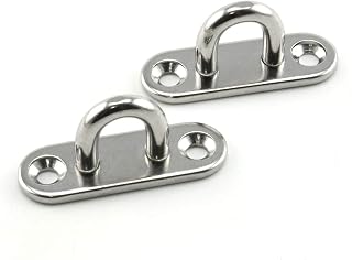 Lind Kitchen 2-Pack M5 Strip Type Eye Plate with Enclosed Hook 304 Stainless Steel Heavy Duty Ceiling & Wall Mount Hanging Hardware Fitting for Yoga Hammock Swing Marine Boat Application