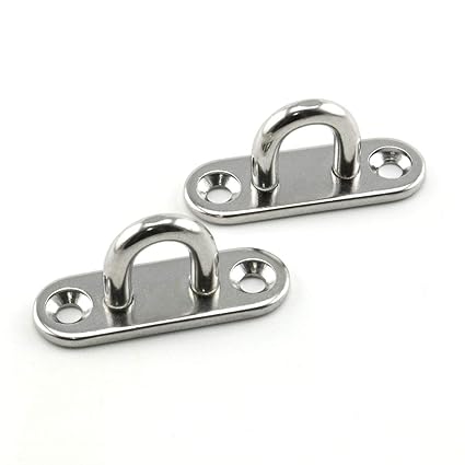 Lind Kitchen 2-Pack M5 Strip Type Eye Plate with Enclosed Hook 304 Stainless Steel Heavy Duty Ceiling & Wall Mount Hanging Hardware Fitting for Yoga Hammock Swing Marine Boat Application
