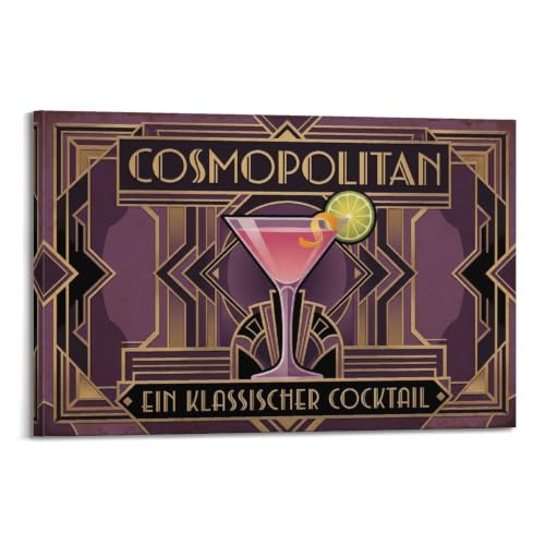 Impression sur toile recette cocktail art mural haut de gamme 40x60cm