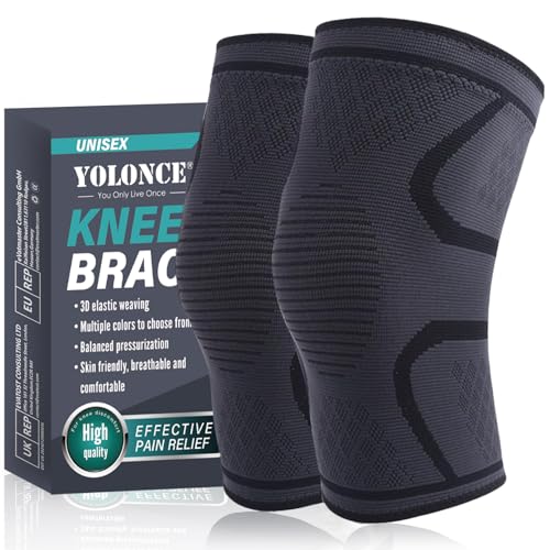 Impoditiongs 1Paire Bande de soutien pour le tendon de la rotule,Genouillère réglable,Genouillères de sport,genouillère avec stabilisateurs latéraux,la course à pied,le fitness(Noir,M)