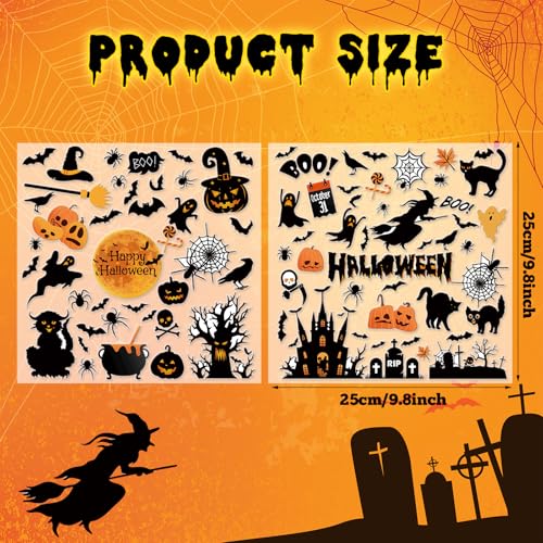 86 Pcs Halloween Window Gel Cling Pumpkin Ghosts Bats Window Decals Sticker by Fuyoooo - Used condition - Image 2
