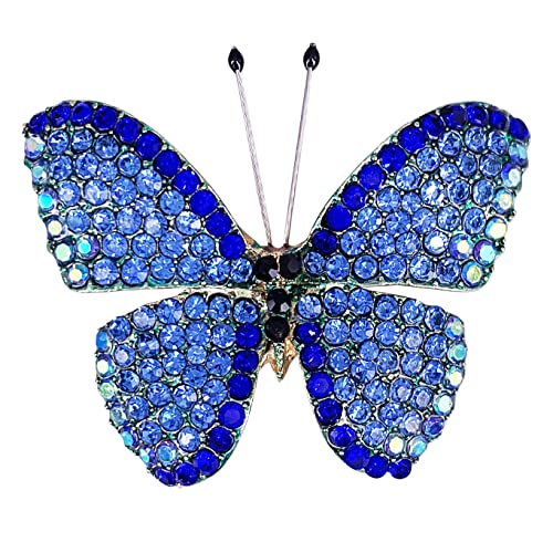 Image of SELOVO Butterfly Crystal Brooch Pin Jewelry Rhinestone Gold Tone