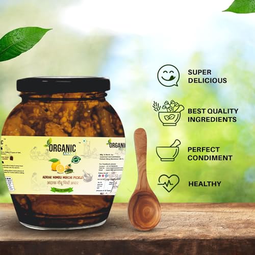 Image of Organic Anand Homemade Ginger Lemon Green Chilli Mix Pickles 350gram Khatta Mix Ghar ka Achaar Flavourful, Delicious, Traditional Taste