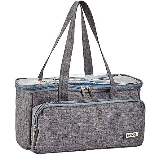 HOMEST Small Yarn Storage Bag, Portable Knitting Bag for Yarn Skeins, Crochet Hooks, Knitting Needles, Grey (Patent Pending)