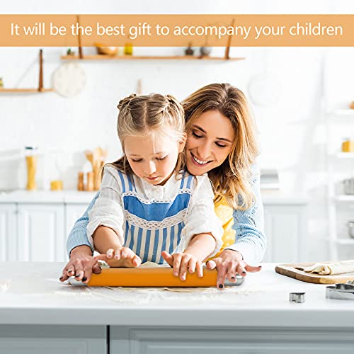 Remeel Rolling Pin Dough Roller for Baking with Thickened Non Stick Silicone Metal Handle Rolling Pin Stainless steel Fondant Roller Pin Cookie Pastry Kitchen Accessories 13.8 X 1.5 Inches