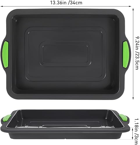 Miniatura 3 de Hemoton Bandeja de silicona para hornear bandeja antiadherente para hornear bandeja de galletas Bandeja rectangular para pasteles con mango de