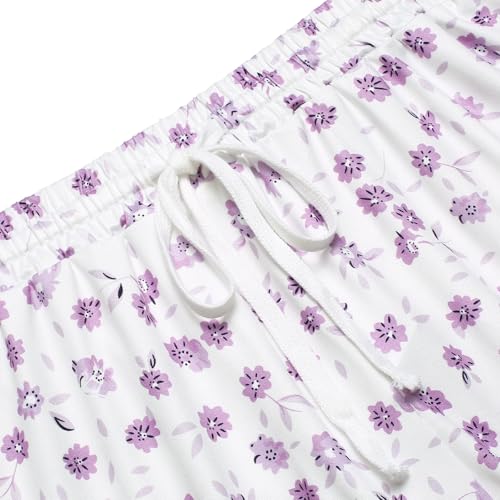 Image of 2 Pack Pajama Shorts for Women Cotton Sleep Shorts Casual Lounge Pants Drawstring Pj Bottoms