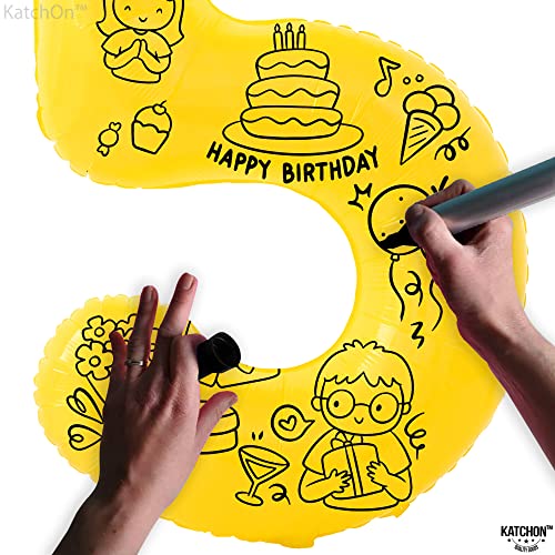 Image of KatchOn, Yellow Number 5 Balloon - Giant, 40 Inch | Yellow 5 Balloon