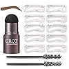 URQT One Step Eyebrow Stamp Shaping Kit - Eyebrow Powder Stamp Makeup with 10 Reusable Eyebrow Stencils Eyebrow Razor and Eyebrow Pen Brushes, Long Lasting Buildable Eyebrow Makeup (Medium Brown)