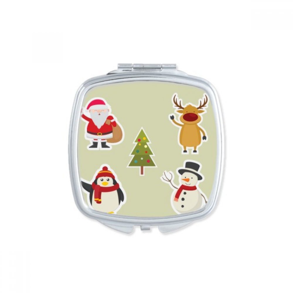 Miroir de poche carré Joyeux Noël bonhomme de neige maquillage