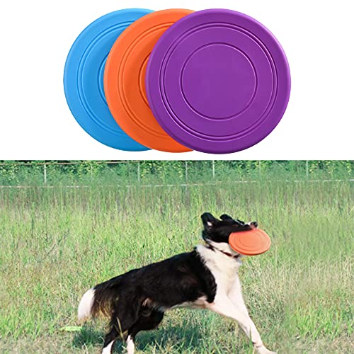 XUBX 7 Pieces Dog Flying Disc, Pet frisbee, Flying Disc Dog Toy, Frisbees for Dogs, Natural Rubber Floating Flying Saucer, Bite resistant Frisbee Training tossing toys pet toy, Training Toys - Image 5